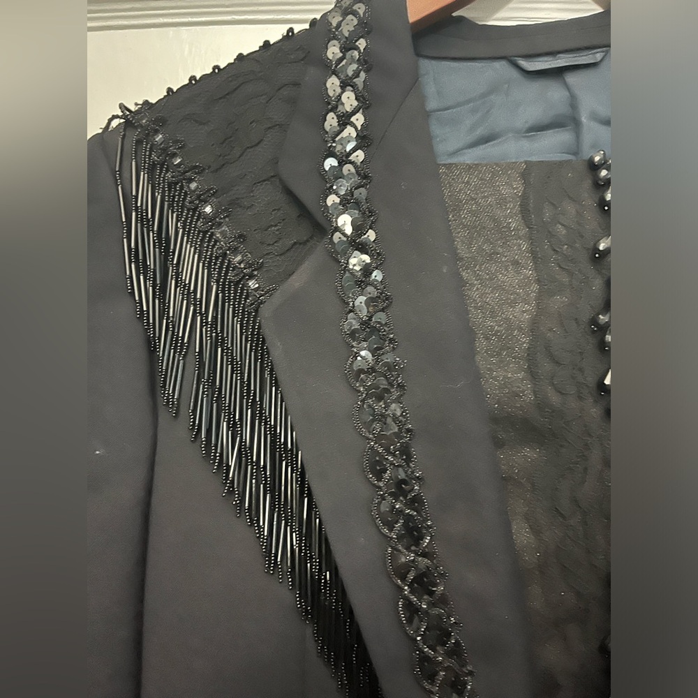 ‼️ONE OF A KIND! Pura Lana Vergine Stunning Embellished Blazer, Bustier and Jean - Picture 12 of 15